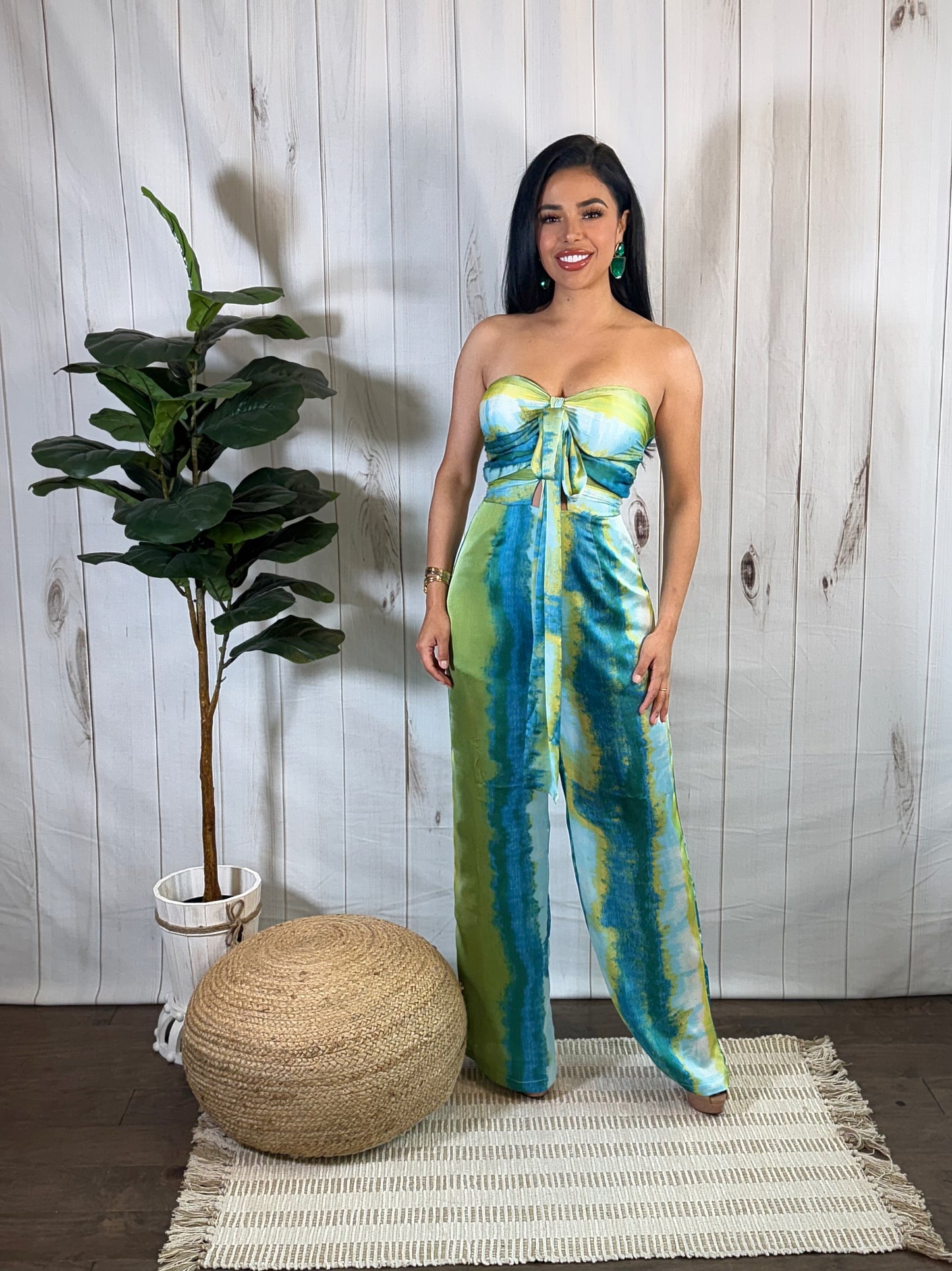 Satin Aqua Jumpsuit