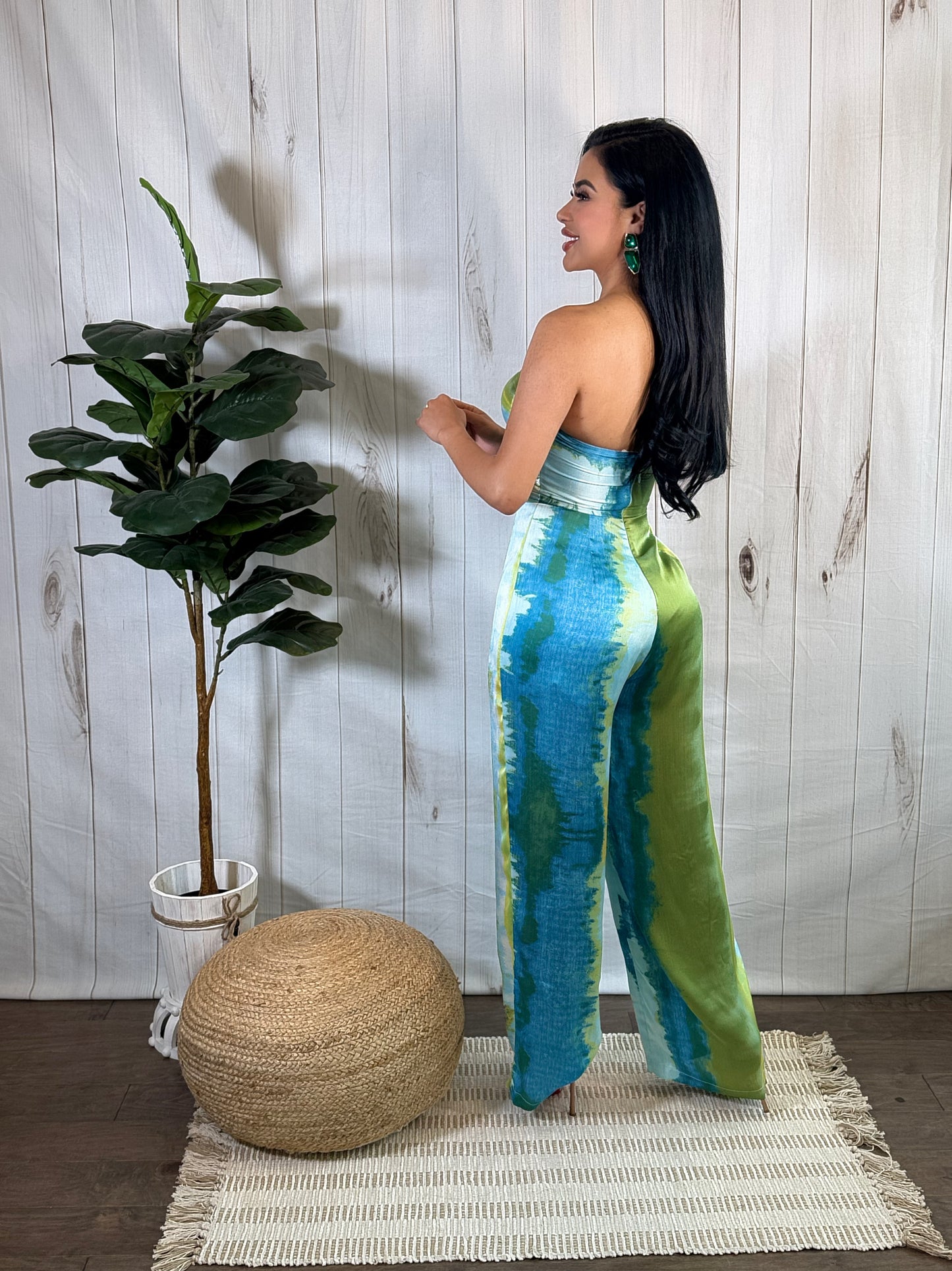 Satin Aqua Jumpsuit