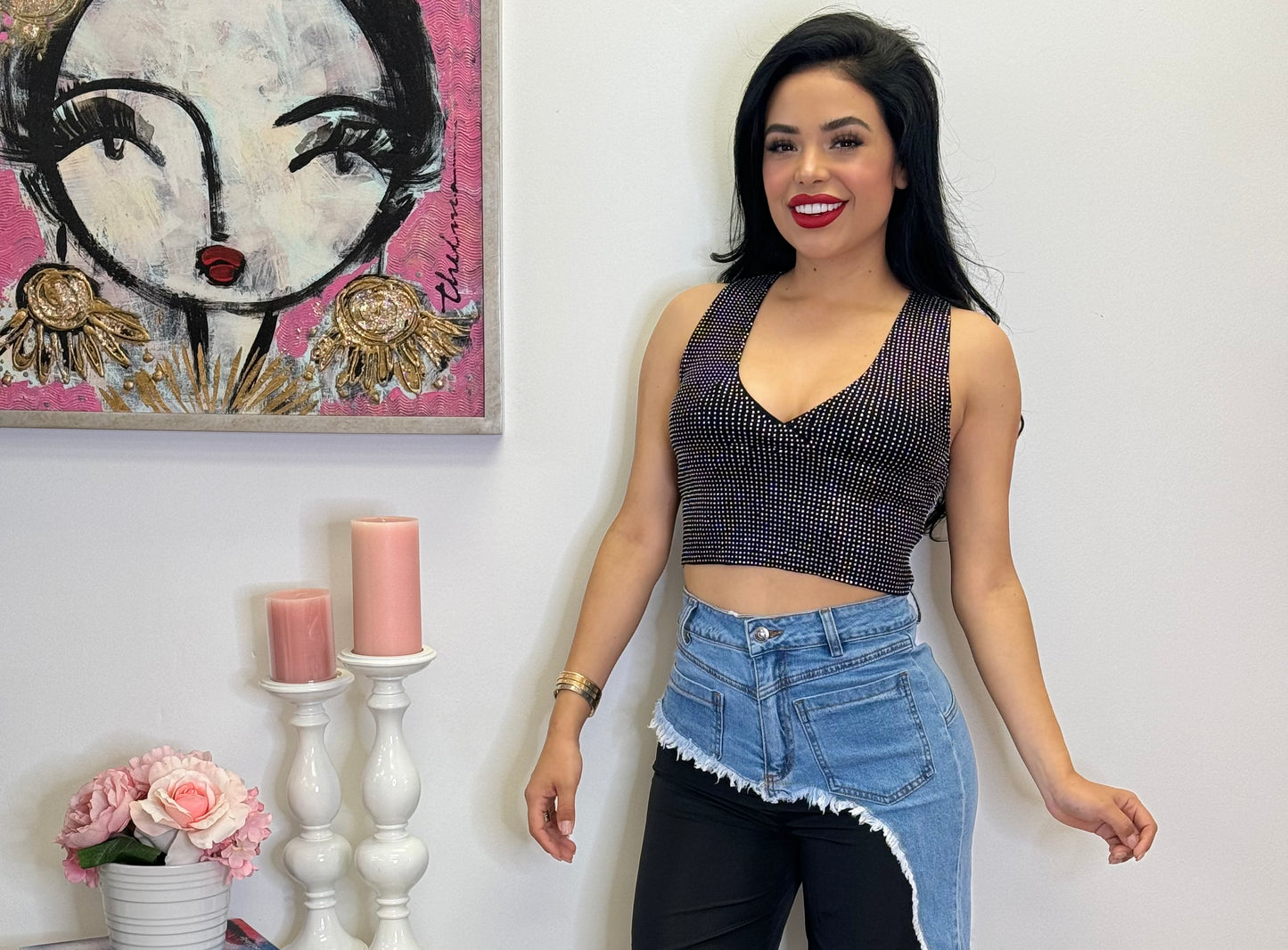 Rhinestone crop top