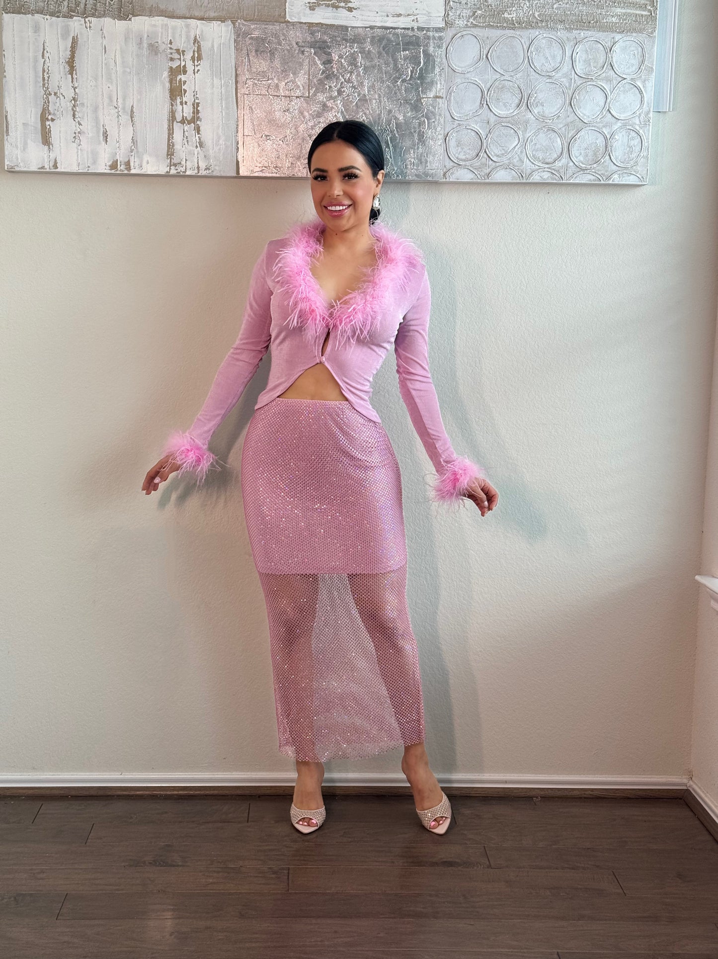 Pink feathers set