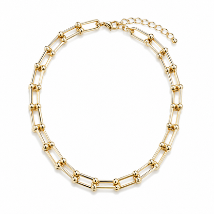 Simple Link Gold Pleated Necklace