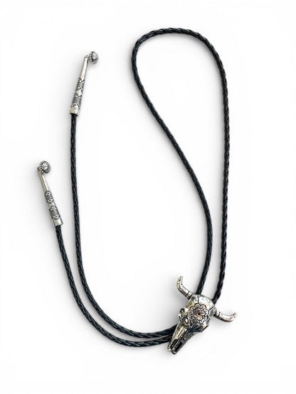 Bull Head Black Lace Collar & Earrings