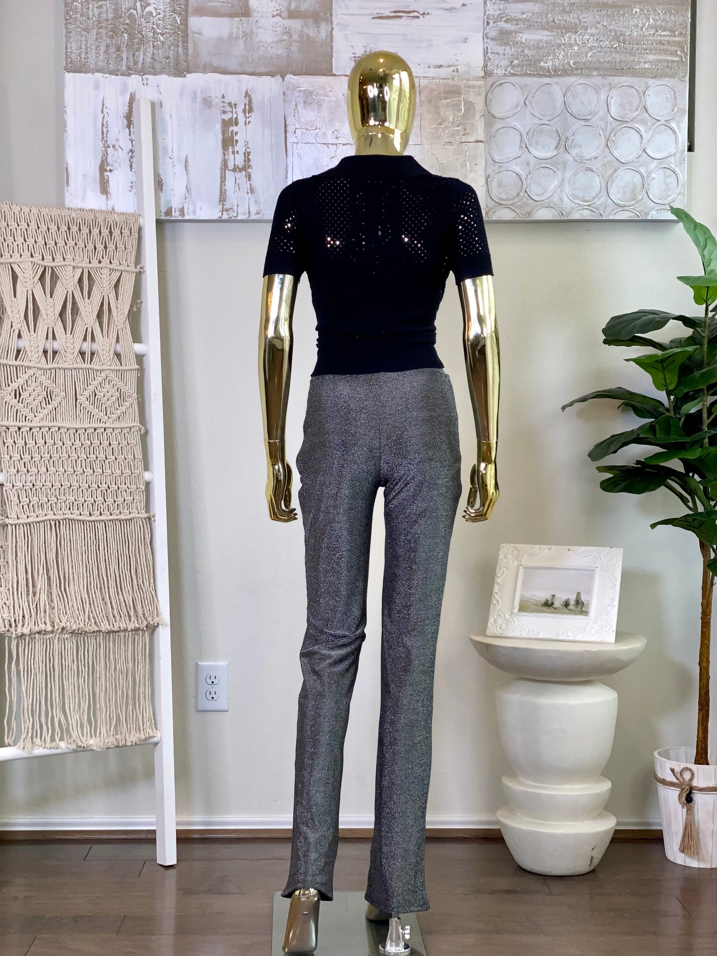 Black Stones Crochet Shirt