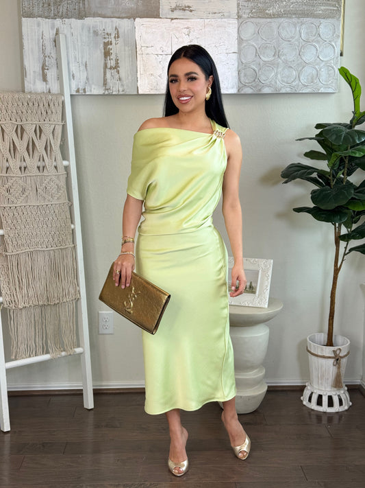 Satin Lime Dress