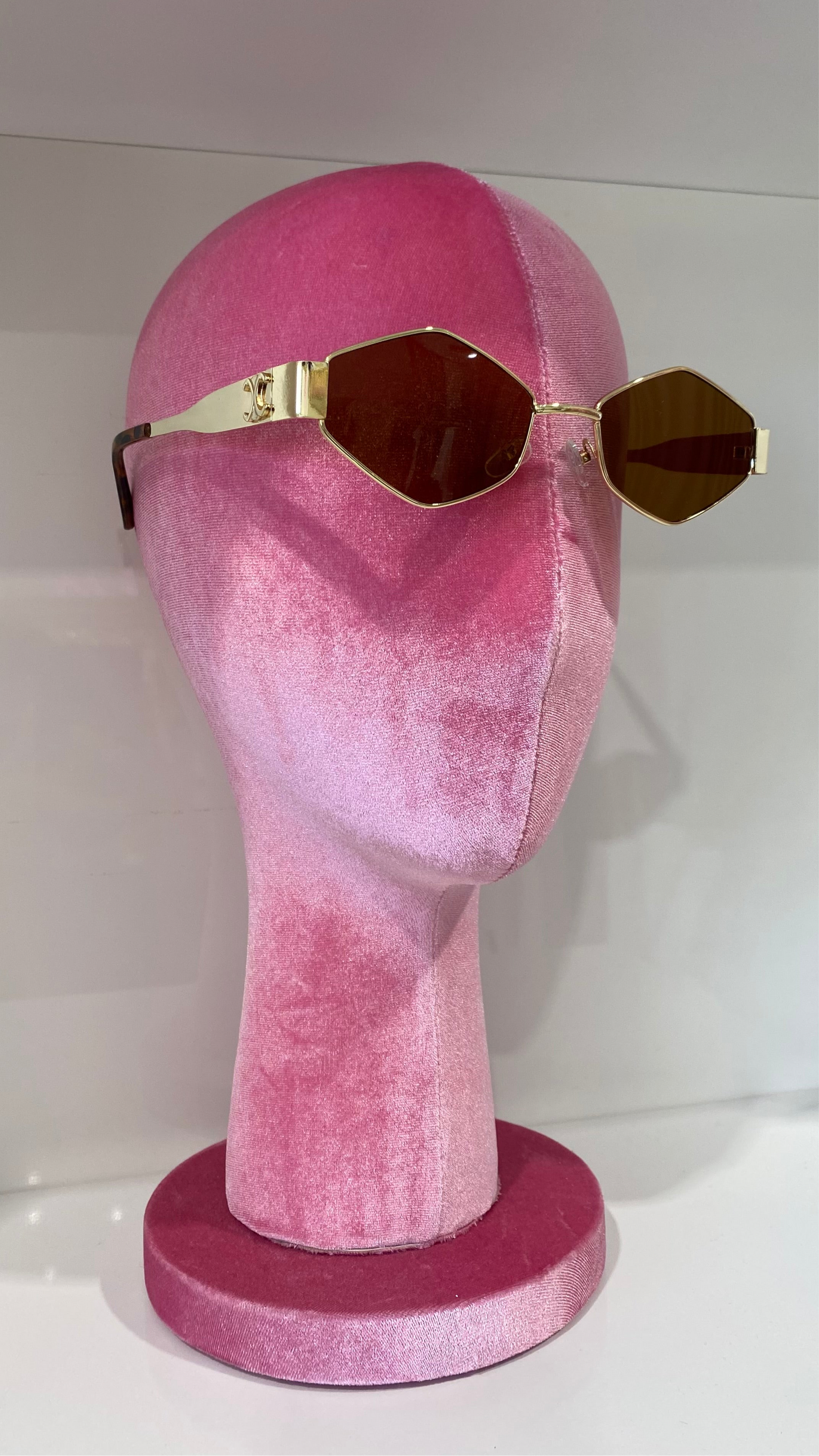 Trendy Hexagon Sunglasses Gold and brown