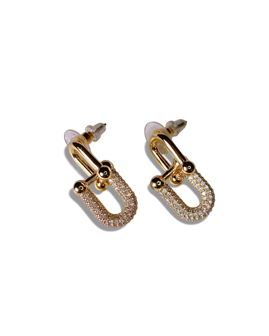 Link Hoop Earrings | Gold Plated Earrings With Stones.
