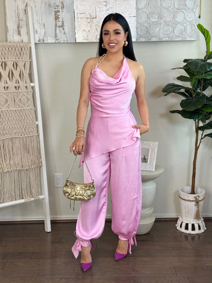 Pink Satin Jogger