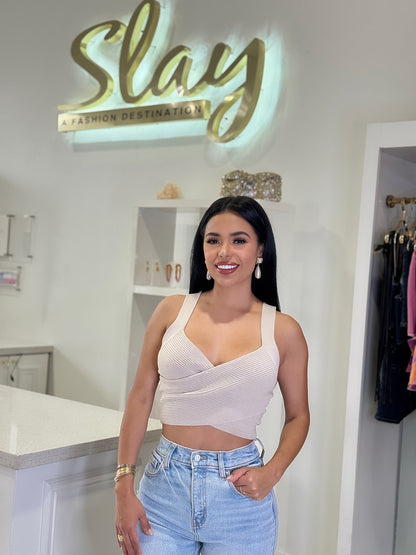 Nude crossed top