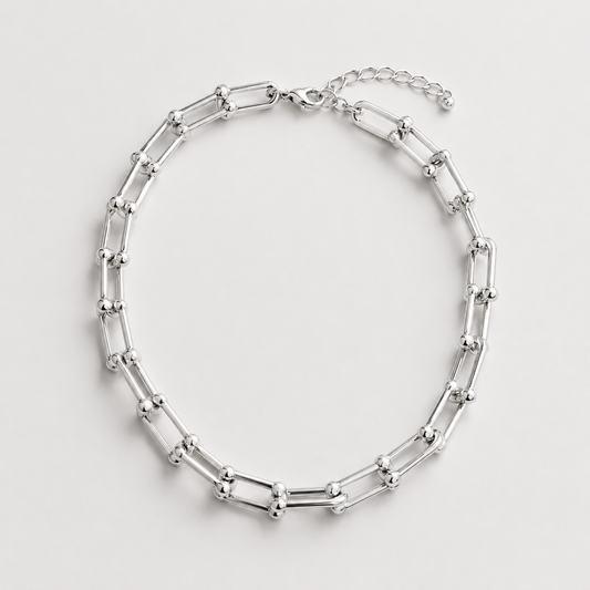 Simple Link Gold Pleated Necklace