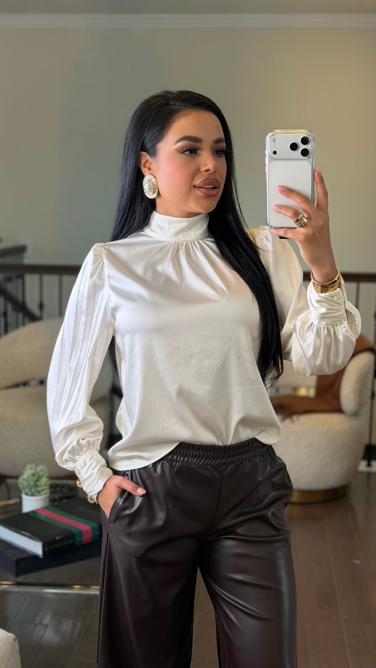 Cream satin top