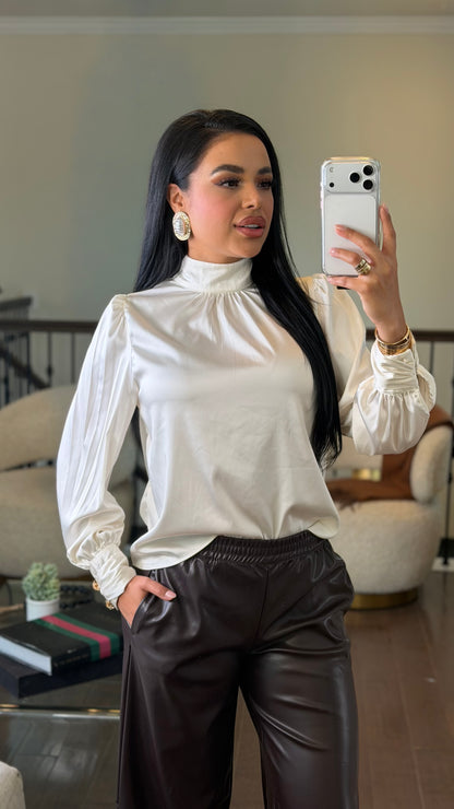 Cream satin top