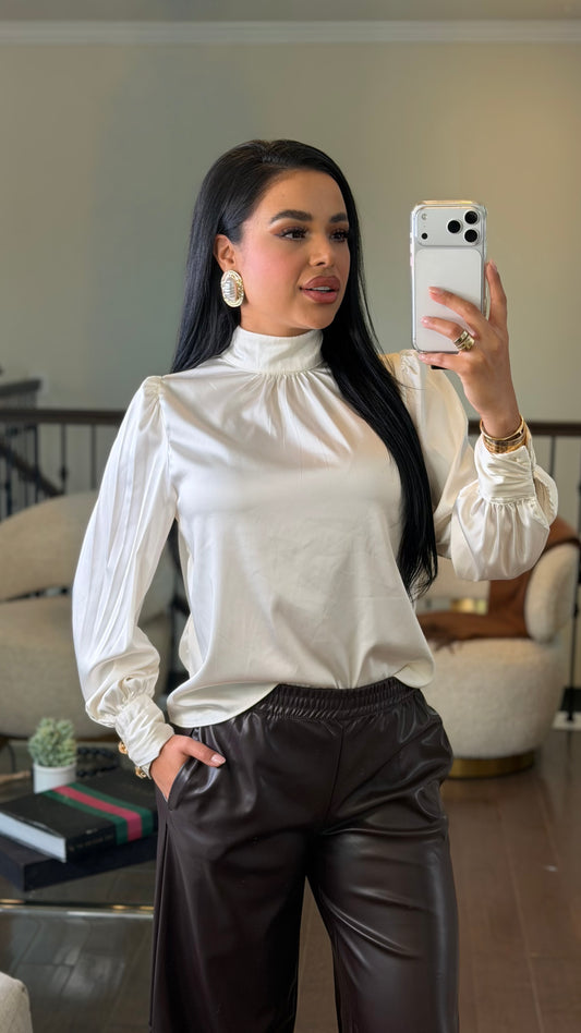 Cream satin top