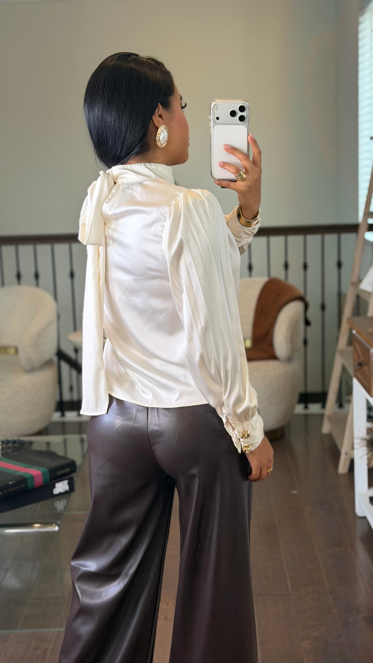 Cream satin top